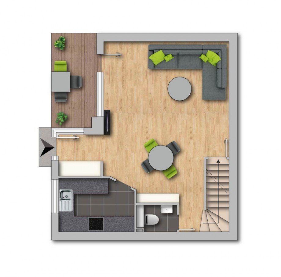 Grundriss EG Reiheneckhaus Duisburg / Hochheide