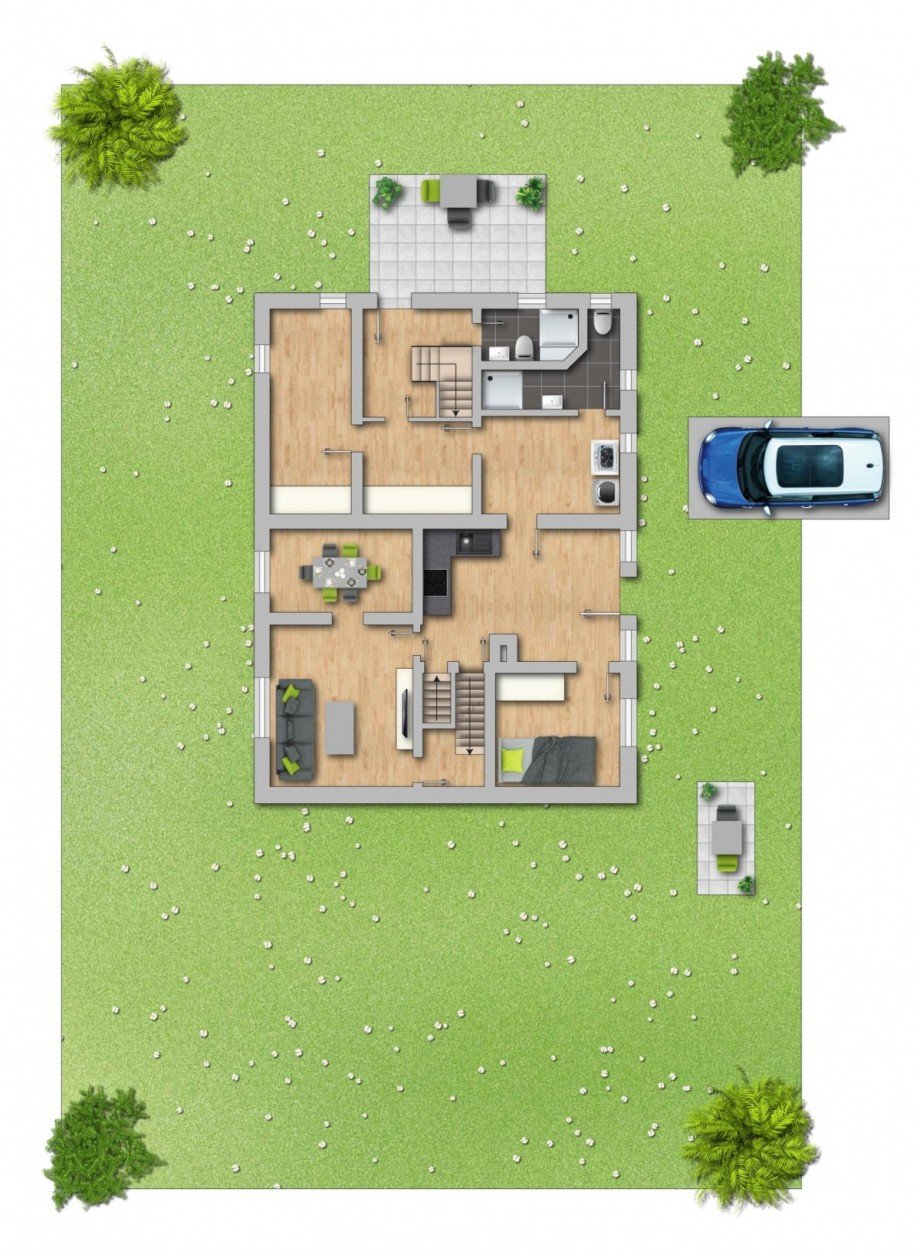 Grundriss EG Zweifamilienhaus Schwerte / Wandhofen