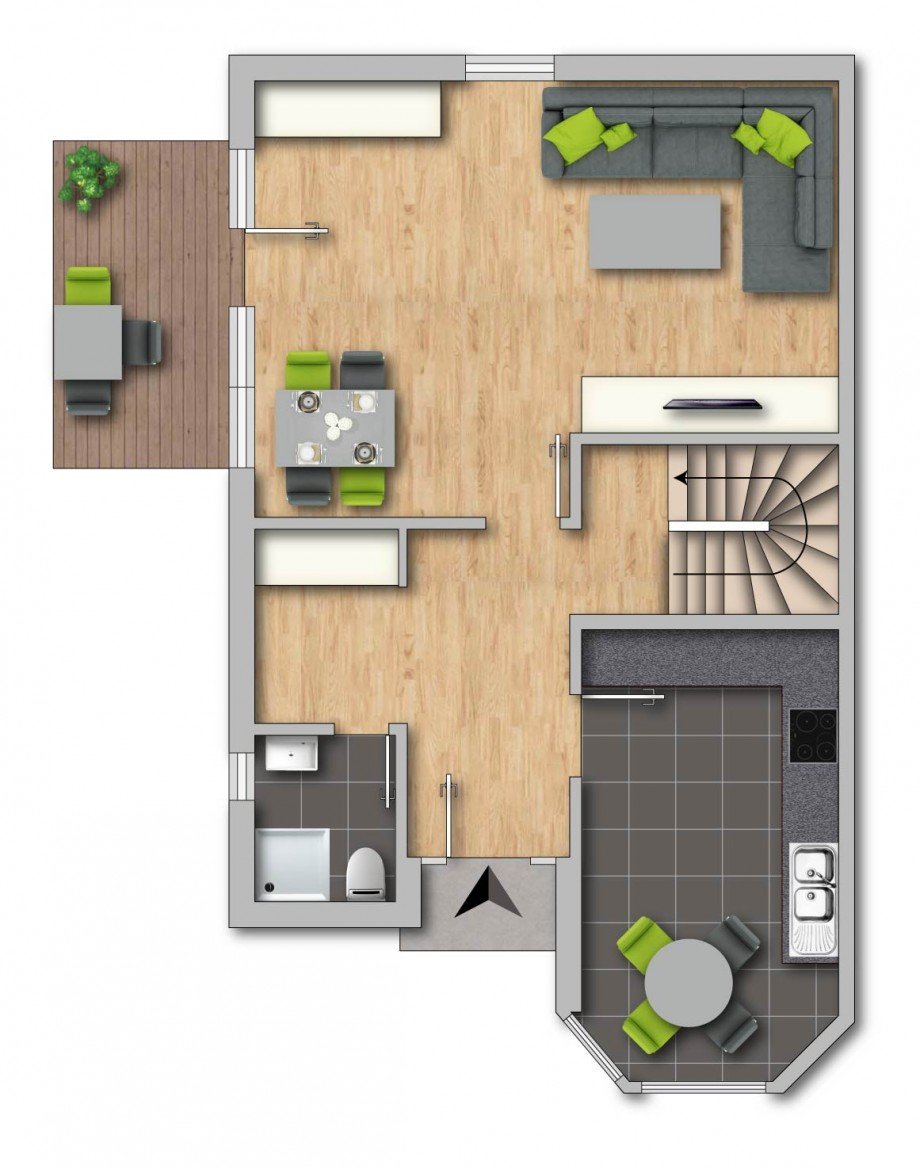 Grundriss EG Etagenwohnung Duisburg / Meiderich
