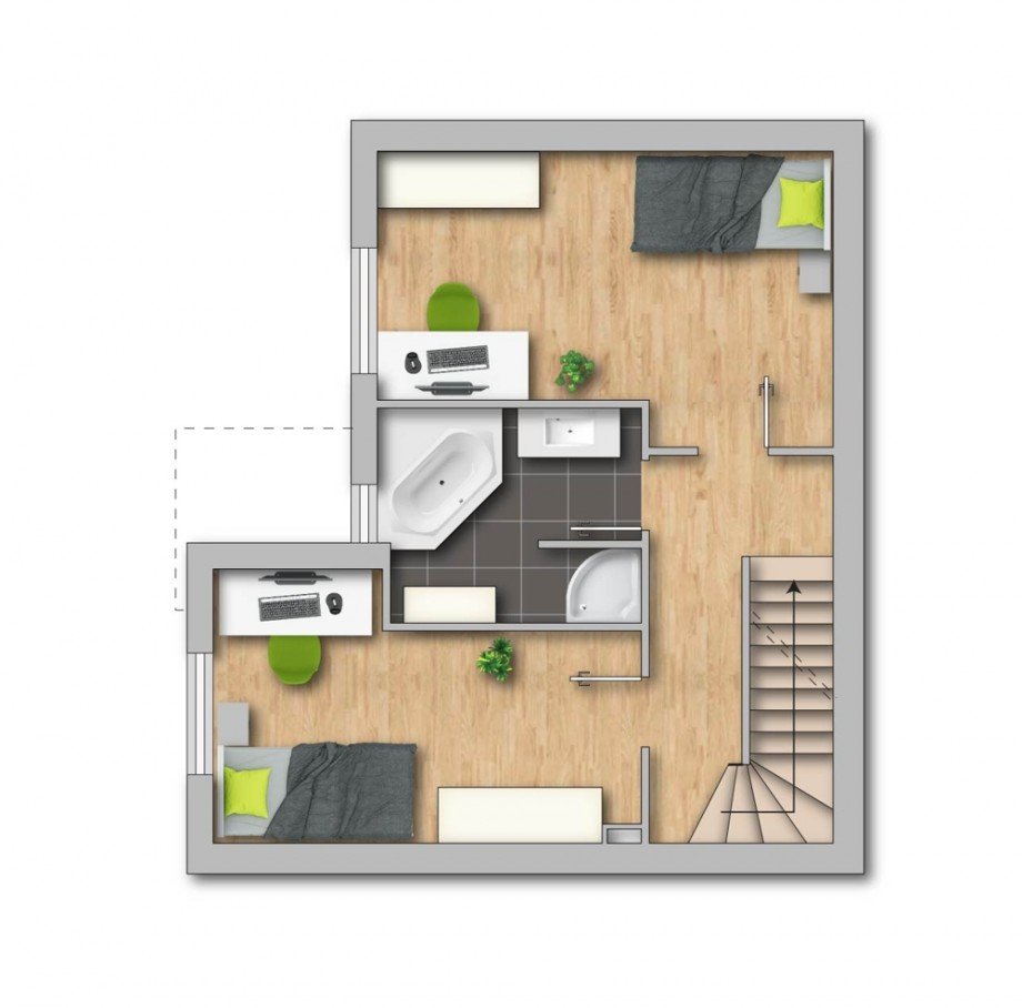 Grundriss OG Reiheneckhaus Duisburg / Hochheide