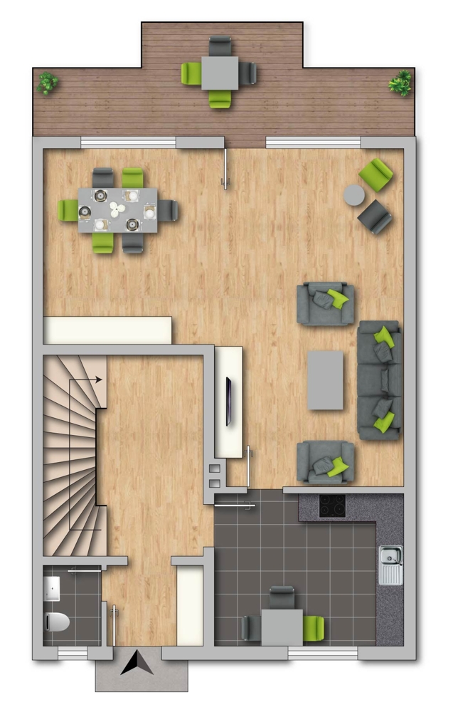 Grundriss EG Reihenmittelhaus Fr�ndenberg