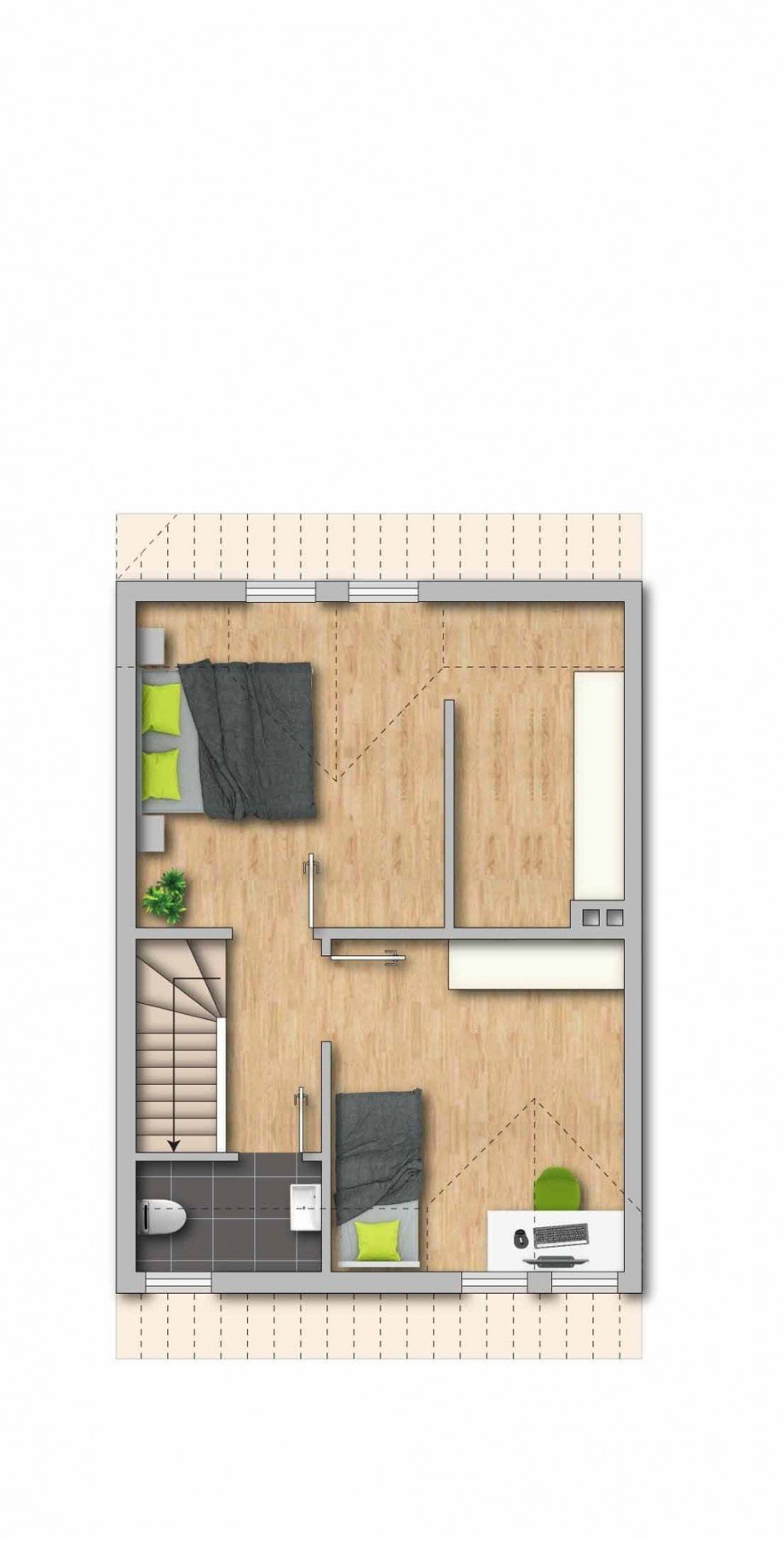 Grundrissm�glichkeit OG Reihenmittelhaus Duisburg