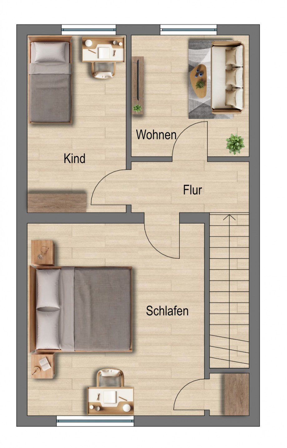 GrundrissOG Reihenmittelhaus Duisburg / Aldenrade