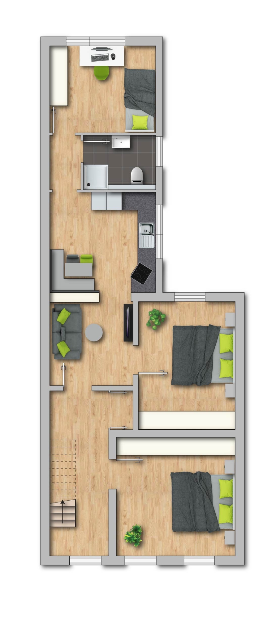 Obergeschoss Reihenmittelhaus Duisburg