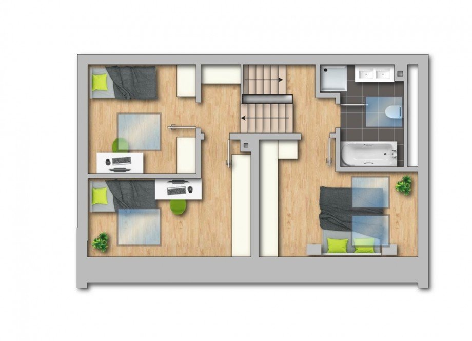 Grundriss OG Reihenmittelhaus Schwerte