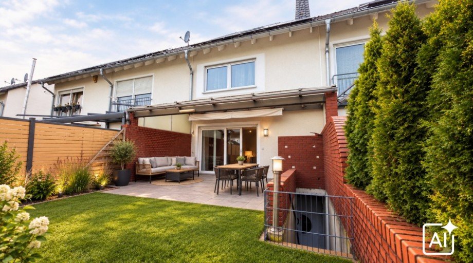 Terrasse mit Rasen (KI-Beispiel) Reihenmittelhaus Menden