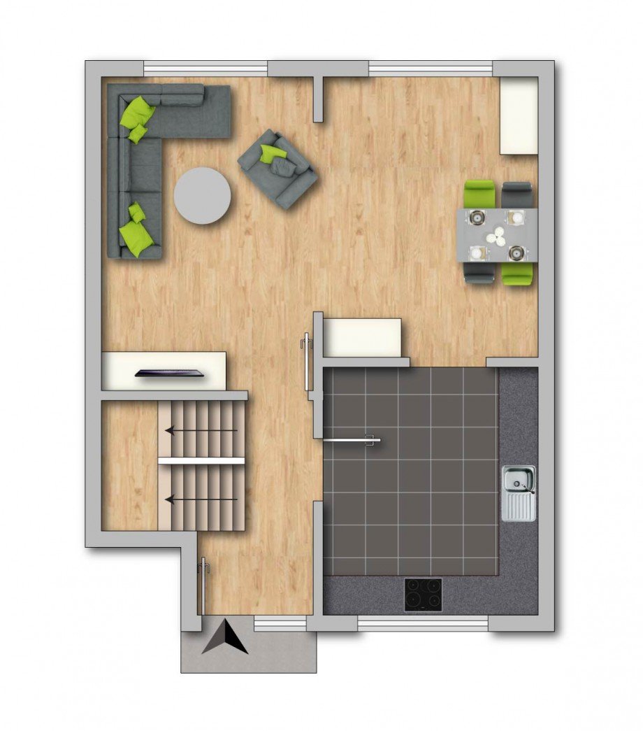 Grundriss EG Reihenendhaus Duisburg