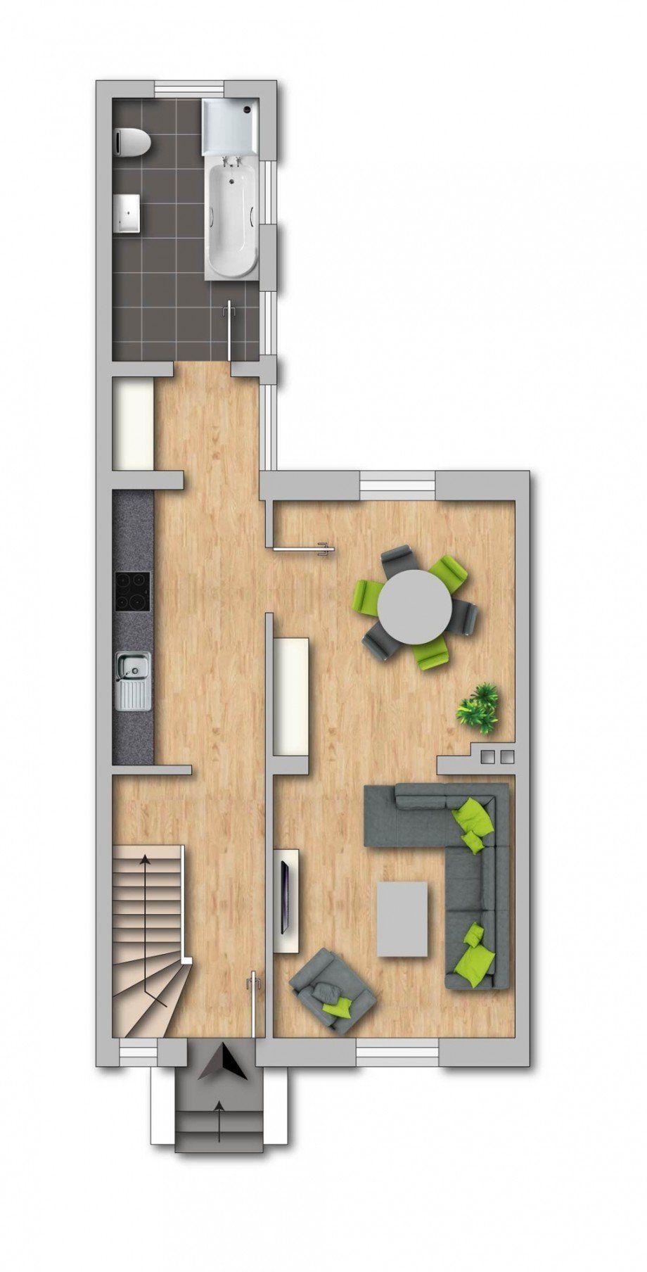 Grundriss EG Reihenmittelhaus Duisburg