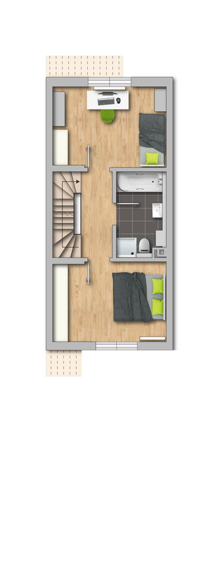 2.Obergeschoss Reihenmittelhaus Schwerte