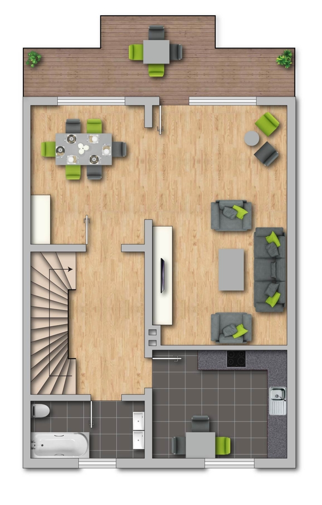 Grundriss 1. OG Reihenmittelhaus Fr�ndenberg