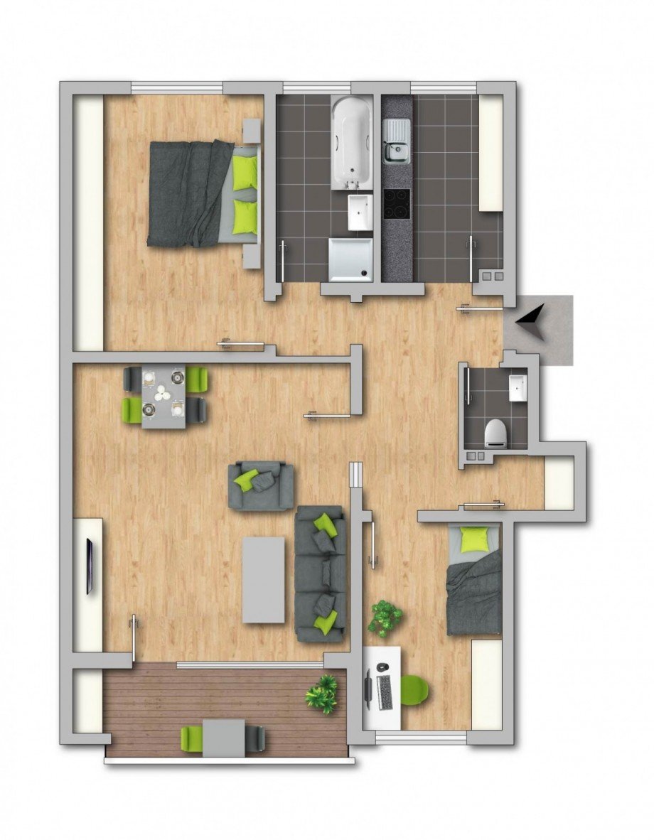 Grundriss Erdgeschosswohnung Duisburg