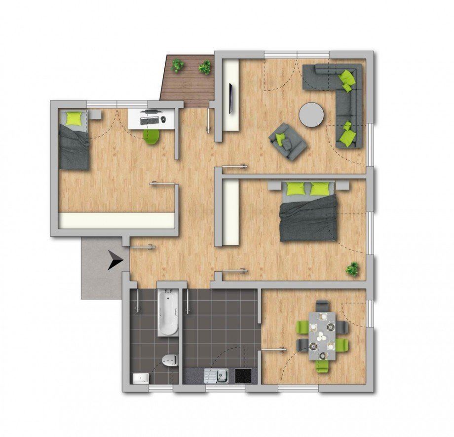 Grundriss Erdgeschosswohnung Duisburg
