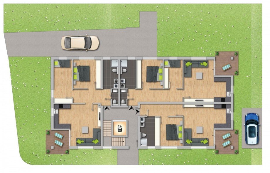 Grundriss EG Etagenwohnung D�sseldorf