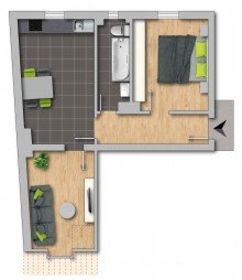 Grundriss Clever investieren - 2-Zimmer-Eigentumswohnung mit attraktivem Potenzial!