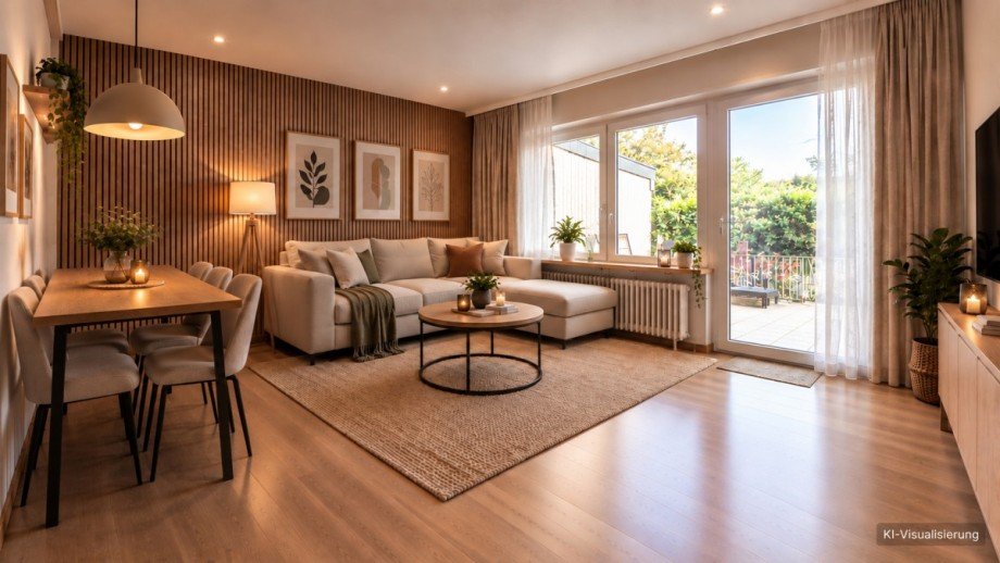 Visualisierung Wohnzimmer Reihenmittelhaus Duisburg / Aldenrade