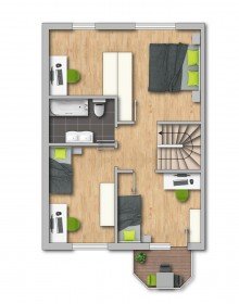 Grundriss OG  Wohndeck114  �ber den D�chern von Meiderich