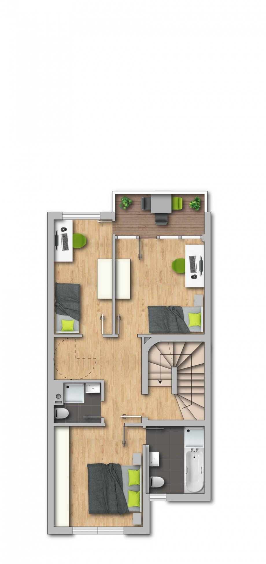 Grundriss OG Reihenmittelhaus Schwerte