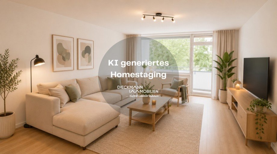 Wohnzimmer KI-Staging Etagenwohnung Schwerte Wandhofen