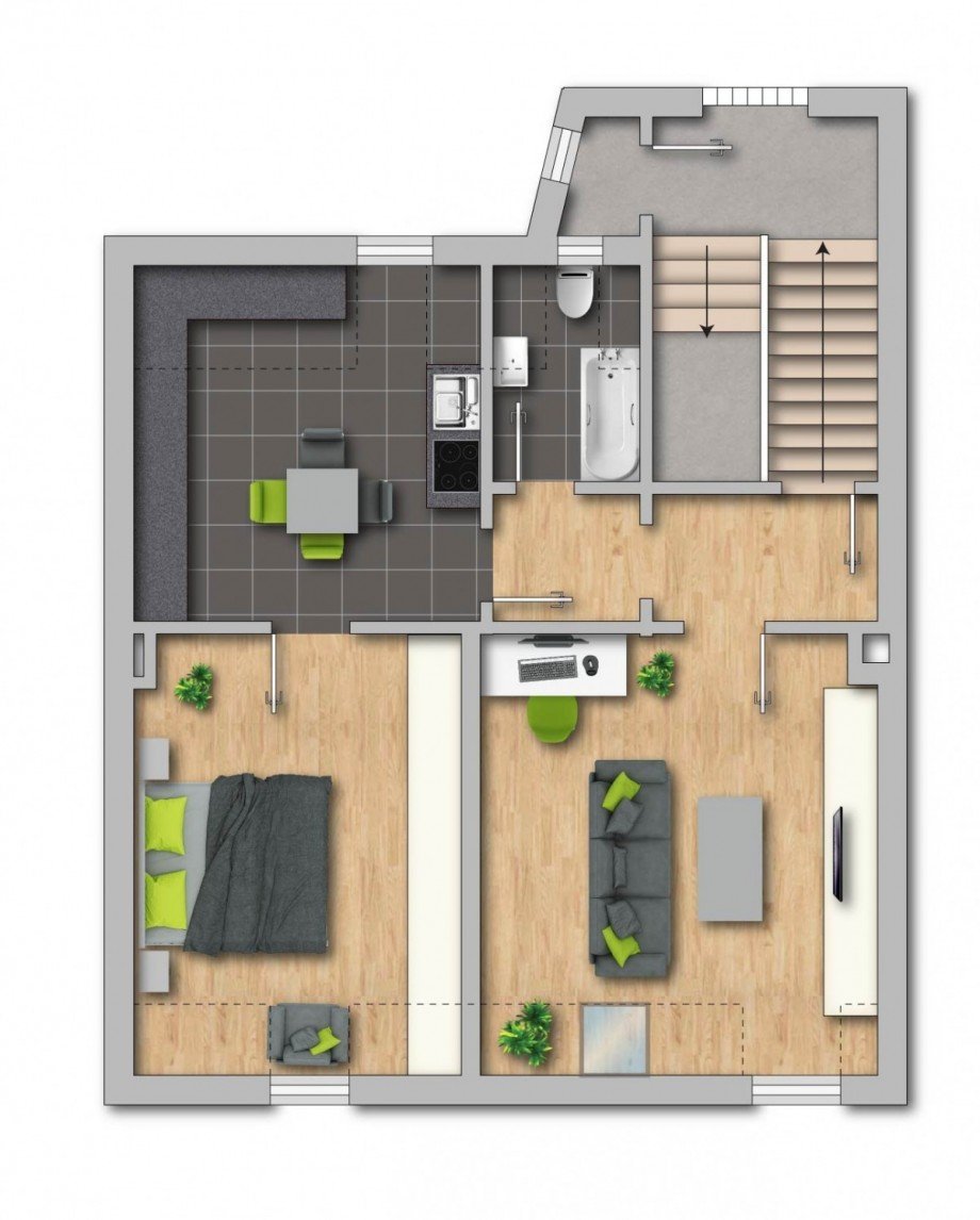 Obergeschoss und Dachgeschoss Reihenmittelhaus Duisburg